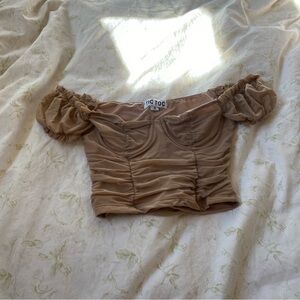 Nude Off-Shoulder Crop Top